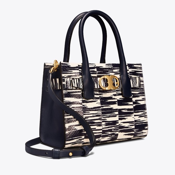 Authentic Tory Burch Snakeskin leather magnetic closure Crosby/Satchel - Picture 2 of 9